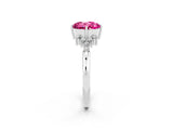 White gold Round Cut Pink Sapphire Ring with Side Stones and Four-Prong Setting_62