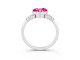 White gold Round Cut Pink Sapphire Ring with Side Stones and Four-Prong Setting_63