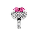 White gold Round Cut Pink Sapphire Scalloped Halo Engagement Ring with Round Shared Prong Band_41