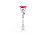 White gold Round Cut Pink Sapphire Scattered Round Accent Ring with Prong Setting_26