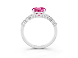 White gold Round Cut Pink Sapphire Scattered Round Accent Ring with Prong Setting_27