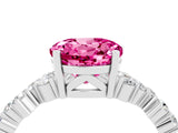 White gold Round Cut Pink Sapphire Scattered Round Accent Ring with Prong Setting_28