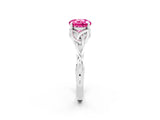 White gold Round Cut Pink Sapphire Solitaire Celtic Knot Ring with Four-Prong Setting_38