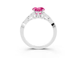 White gold Round Cut Pink Sapphire Solitaire Celtic Knot Ring with Four-Prong Setting_39