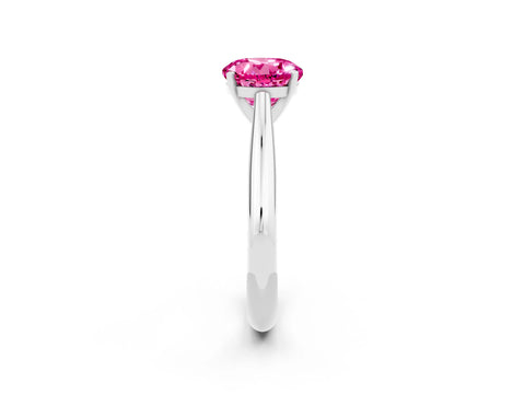 White gold Round Cut Pink Sapphire Solitaire Engagement Ring with Cathedral Setting and Four-Prong Mount_14