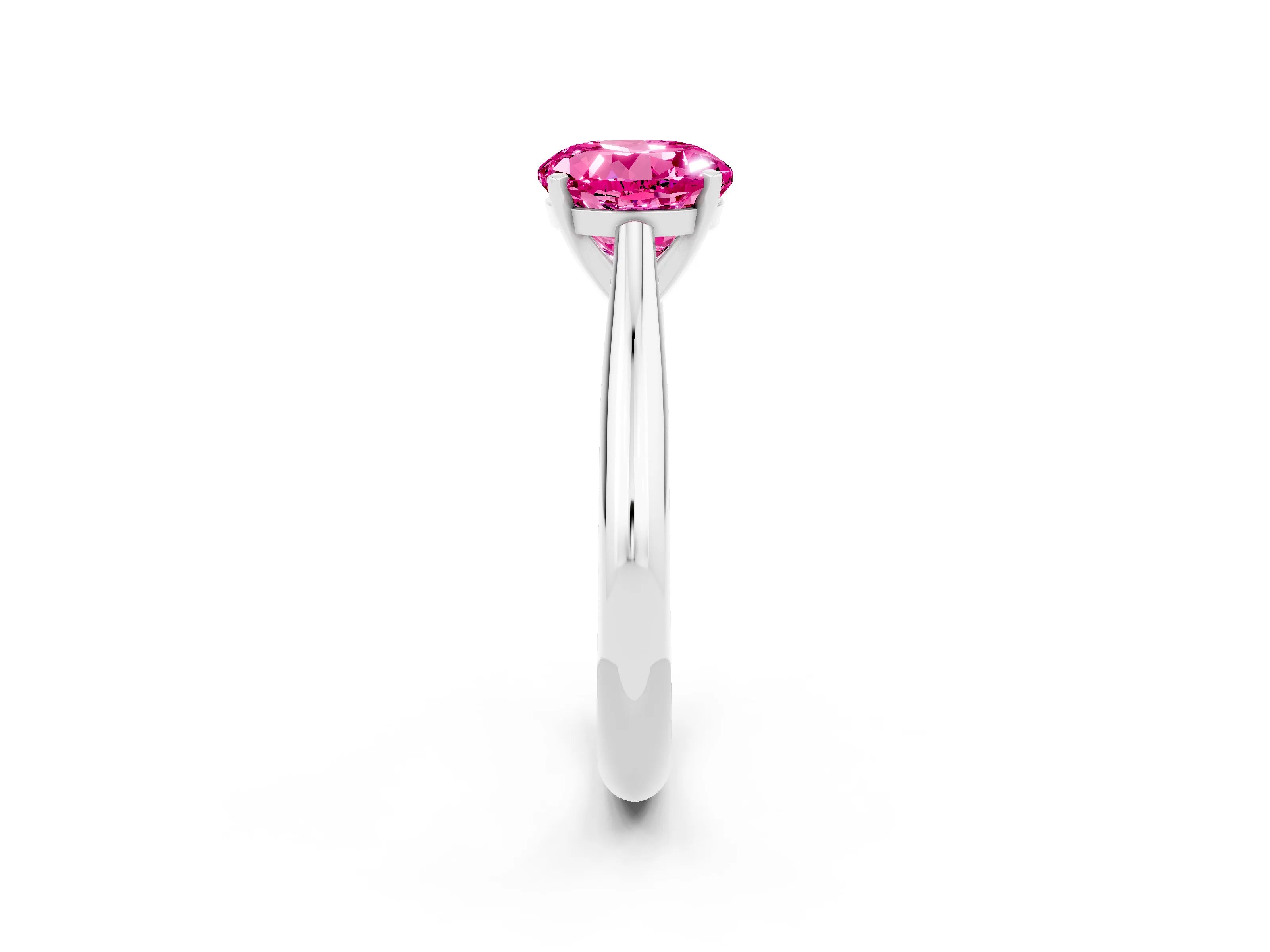 White gold Round Cut Pink Sapphire Solitaire Engagement Ring with Cathedral Setting and Four-Prong Mount_26