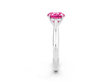 White gold Round Cut Pink Sapphire Solitaire Engagement Ring with Cathedral Setting and Four-Prong Mount_32