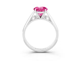 White gold Round Cut Pink Sapphire Solitaire Engagement Ring with Cathedral Setting and Four-Prong Mount_39