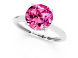 White gold Round Cut Pink Sapphire Solitaire Engagement Ring with Classic Band and Four-Prong Setting_49