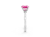 White gold Round Cut Pink Sapphire Solitaire Engagement Ring with Classic Band and Four-Prong Setting_50