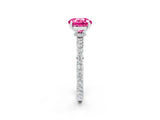 White gold Round Cut Pink Sapphire Solitaire Engagement Ring with Pavé Band and Four-Prong Setting_26