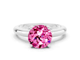 White gold Round Cut Pink Sapphire Solitaire Engagement Ring with Round Band and Four-Prong Setting_24