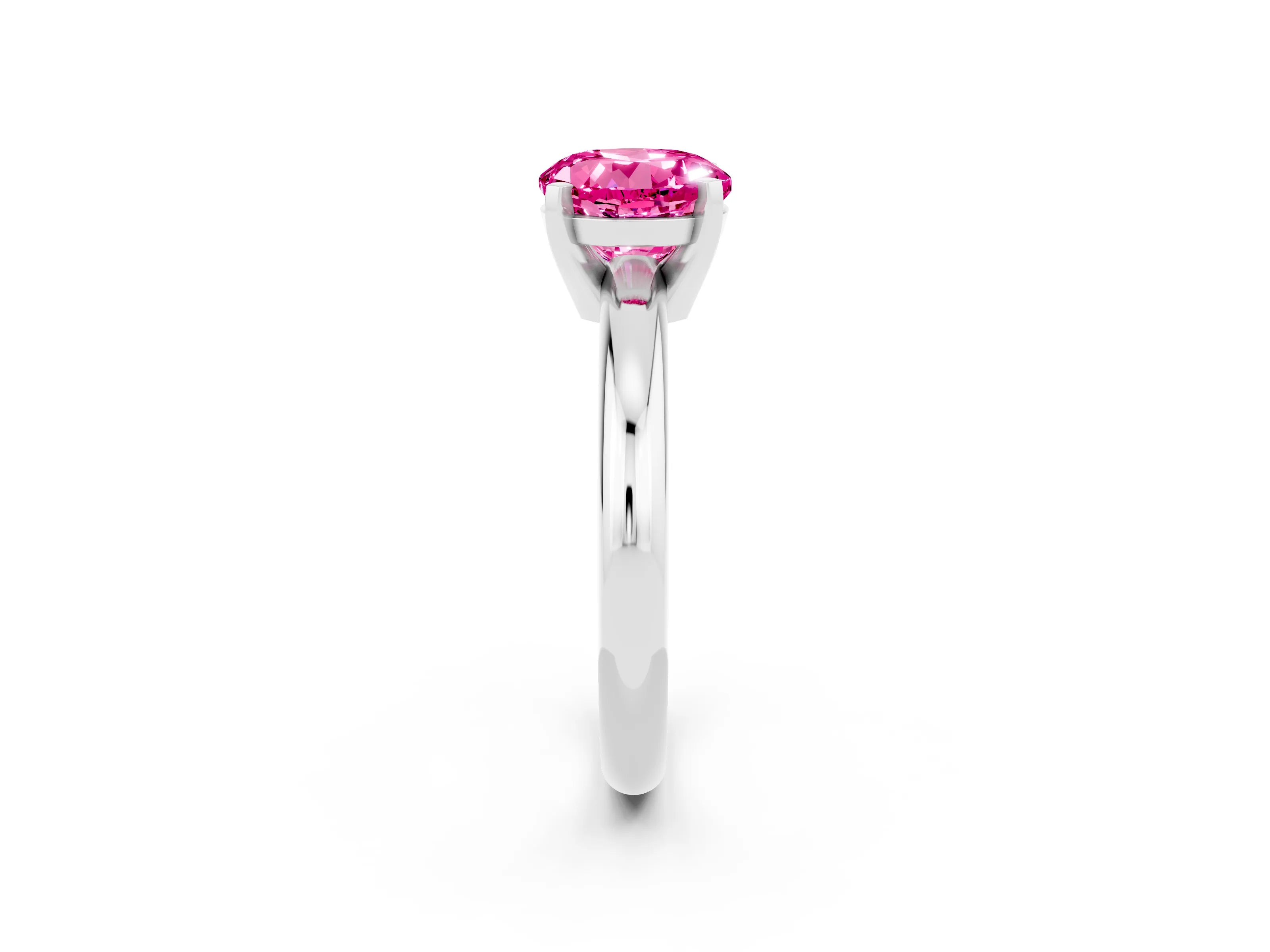 White gold Round Cut Pink Sapphire Solitaire Engagement Ring with Round Band and Four-Prong Setting_26