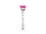 White gold Round Cut Pink Sapphire Solitaire Engagement Ring with Round Band and Four-Prong Setting_26
