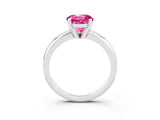 White gold Round Cut Pink Sapphire Solitaire Engagement Ring with Round Band and Four-Prong Setting_27