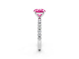 White gold Round Cut Pink Sapphire Solitaire Pavé Band with Four-Prong Setting_26