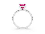 White gold Round Cut Pink Sapphire Solitaire Pavé Band with Four-Prong Setting_27