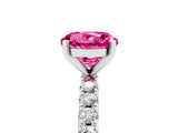 White gold Round Cut Pink Sapphire Solitaire Pavé Band with Four-Prong Setting_29
