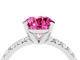 White gold Round Cut Pink Sapphire Solitaire Pavé Engagement Ring with Round Band and Prong Setting_17