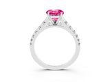 White gold Round Cut Pink Sapphire Solitaire Ring with Cathedral Setting and Pavé Band_27