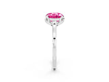 White gold Round Cut Pink Sapphire Solitaire Ring with Flower Prong Setting and Classic Band_50