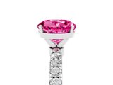 White gold Round Cut Pink Sapphire Solitaire Ring with Pavé Accents and Four-Prong Setting_29