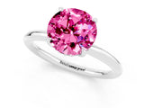 White gold Round Cut Pink Sapphire Solitaire Ring with Thin Band and Four-Prong Setting_37