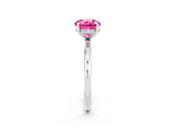 White gold Round Cut Pink Sapphire Solitaire Ring with Thin Band and Four-Prong Setting_38