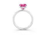 White gold Round Cut Pink Sapphire Solitaire Ring with Thin Band and Four-Prong Setting_39