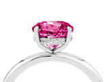 White gold Round Cut Pink Sapphire Solitaire Ring with Thin Band and Four-Prong Setting_40