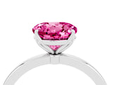 White gold Round Cut Pink Sapphire Solitaire Ring with Thin Band and Prong Setting_16