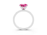 White gold Round Cut Pink Sapphire Solitaire Ring with Thin Band and Prong Setting_39