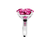 White gold Round Cut Pink Sapphire Solitaire Ring with Thin Band and Prong Setting_41