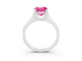 White gold Round Cut Pink Sapphire Solitaire Ring with Wide Band and Prong Setting_27