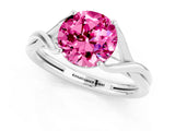 White gold Round Cut Pink Sapphire Solitaire Twist Band Prong Setting Ring_73