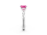 White gold Round Cut Pink Sapphire Solitaire Twist Band Prong Setting Ring_74