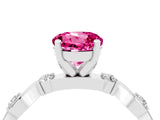 White gold Round Cut Pink Sapphire Solitaire Twisted Band with Round  Accents and Prong Setting_16