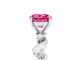 White gold Round Cut Pink Sapphire Solitaire Twisted Band with Round  Accents and Prong Setting_17
