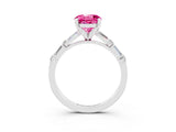 White gold Round Cut Pink Sapphire Solitaire with Side Baguettes and Channel Set Band_27