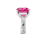 White gold Round Cut Pink Sapphire Solitaire with Side Baguettes and Channel Set Band_29