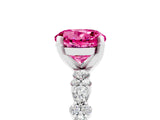 White gold Round Cut Pink Sapphire Solitaire with Side Stones, Pave Band, Four-Prong Setting_29