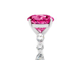 White gold Round Cut Pink Sapphire Solitaire with Side Stones on a Pavé Band and Four-Prong Setting_29