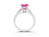 White gold Round Cut Pink Sapphire Split Shank Engagement Ring with Pavé Band_27