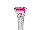 White gold Round Cut Pink Sapphire Split Shank Engagement Ring with Pavé Band_29