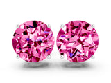 White gold Round Cut Pink Sapphire Stud Earrings_24