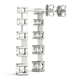 White gold Round Cut Prong Set Diamond Drop Earrings 1