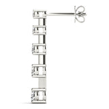 White gold Round Cut Prong Set Diamond Drop Earrings 3