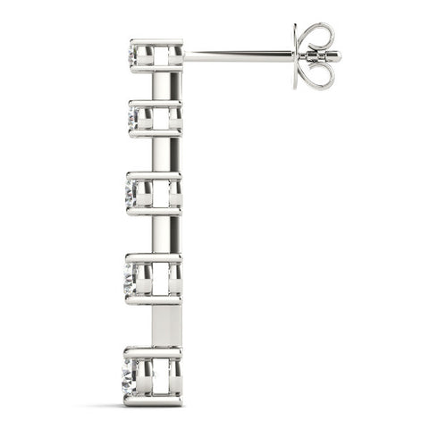 White gold Round Cut Prong Set Diamond Drop Earrings 3