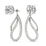 White gold Round Cut Prong Set Diamond Infinity Drop Earrings 2