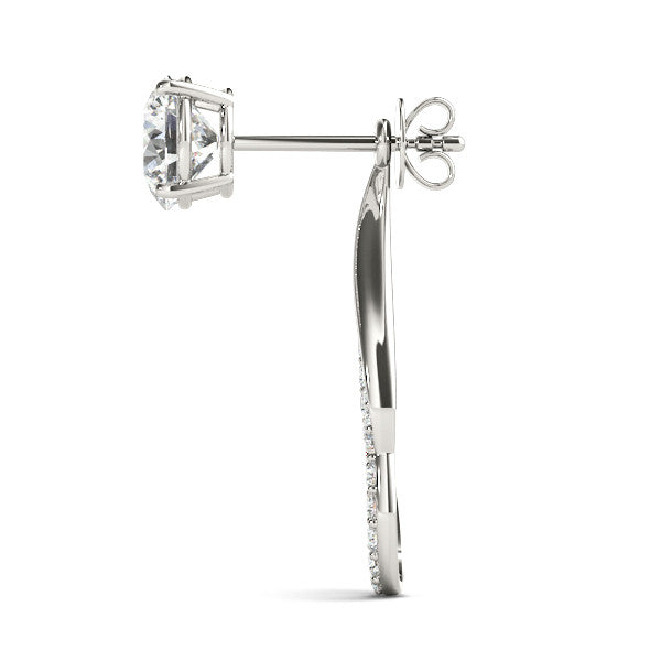 White gold Round Cut Prong Set Diamond Infinity Drop Earrings
